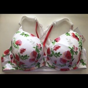Cacique Front Clasp Bra 42D- NWT- Floral Pattern